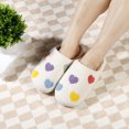 thumbnail image 2 of Xfvqtps New Ladys Plush Slippers Colorful Love Cute Close Toe Thick Bottom Non-Slip Comfortable Warm Winter Cotton Slippers White, 2 of 9