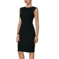 thumbnail image 5 of INSPIRE CHIC Women's Sheath Dress Pleated Neck Pencil Wear-to-Work Dresses 2XL Black, 5 of 6