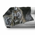 thumbnail image 3 of African Soft Flannel Fleece Throw Blanket, Tiger Face with Roaring Wildlife Safari Savannah Animal Nature Zoo Photo Print, Cozy Plush for Indoor and Outdoor Use, 50" x 70", Multicolor, by Ambesonne, 3 of 6