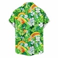 thumbnail image 4 of Blczomt Oversized Men Shirts Short Sleeve Button Down Soft St. Patrick's Day Tee Button Up Clover Graphic Summer Men's T-Shirts, 4 of 6
