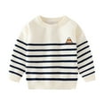 thumbnail image 2 of KYAIGUO Pull à Rayures Torsadées pour Enfants 1-7T, Col Rond, Blouse Chaude pour Bébé, 2 of 8