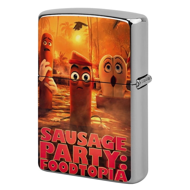 Sausage Party: Foodtopia-theme Copper Metal Lighter Shell, Premium Replacement Refillable Lighter Case with Durable Metal Construction, Compatible with Zippo and Most Standard Lighter Models