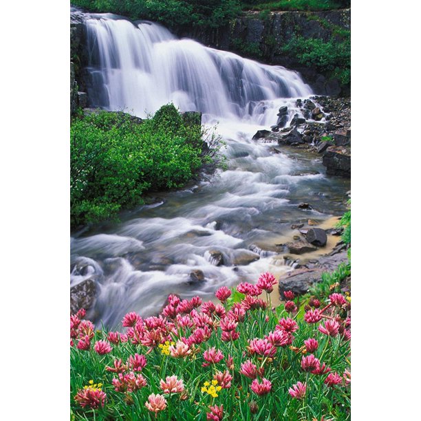 30x40 cm 5D DIY Pintura de Diamante Completa, Cascada Escénica Redonda, Lienzo de Diamantes de Imitación de Bricolaje Pintura de Punto de Cruz por Número para Decoración de Pared Adultos Niños