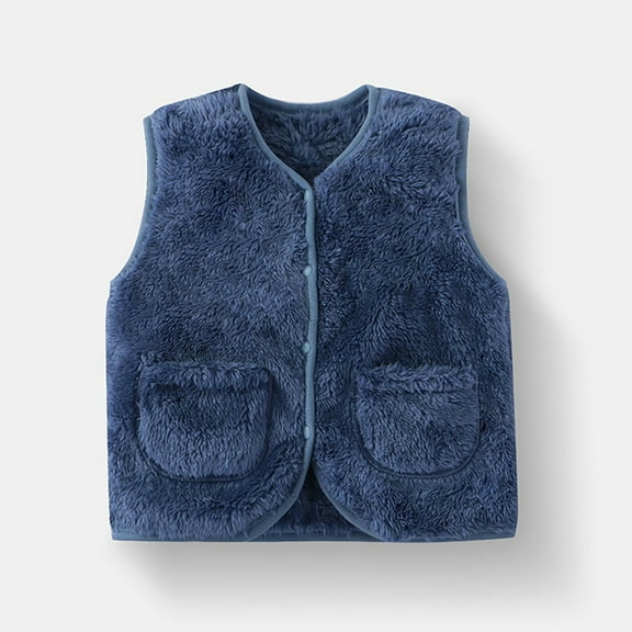 Toddler Winter Coats Boys Girls Fleece Stand Collar Vest Zip Up Sleeveless Toddler Kids Fuzzy Fall Winter Warm Outerwear with Pockets