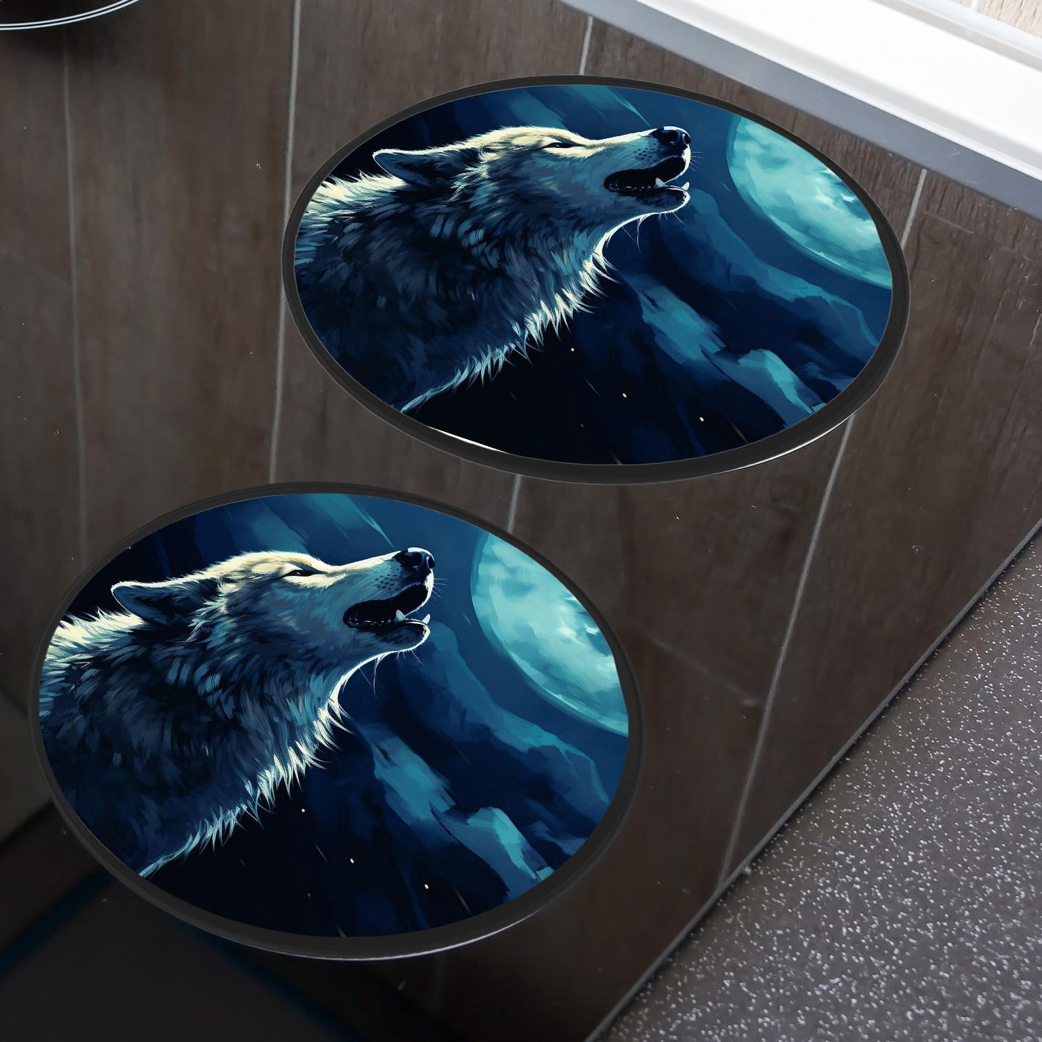 Round Stove Burner Covers 4 Pcs,Howling Lon ely Wolf Lovely Design Round Electric Stove Burner Covers 8Inch And 10Inch