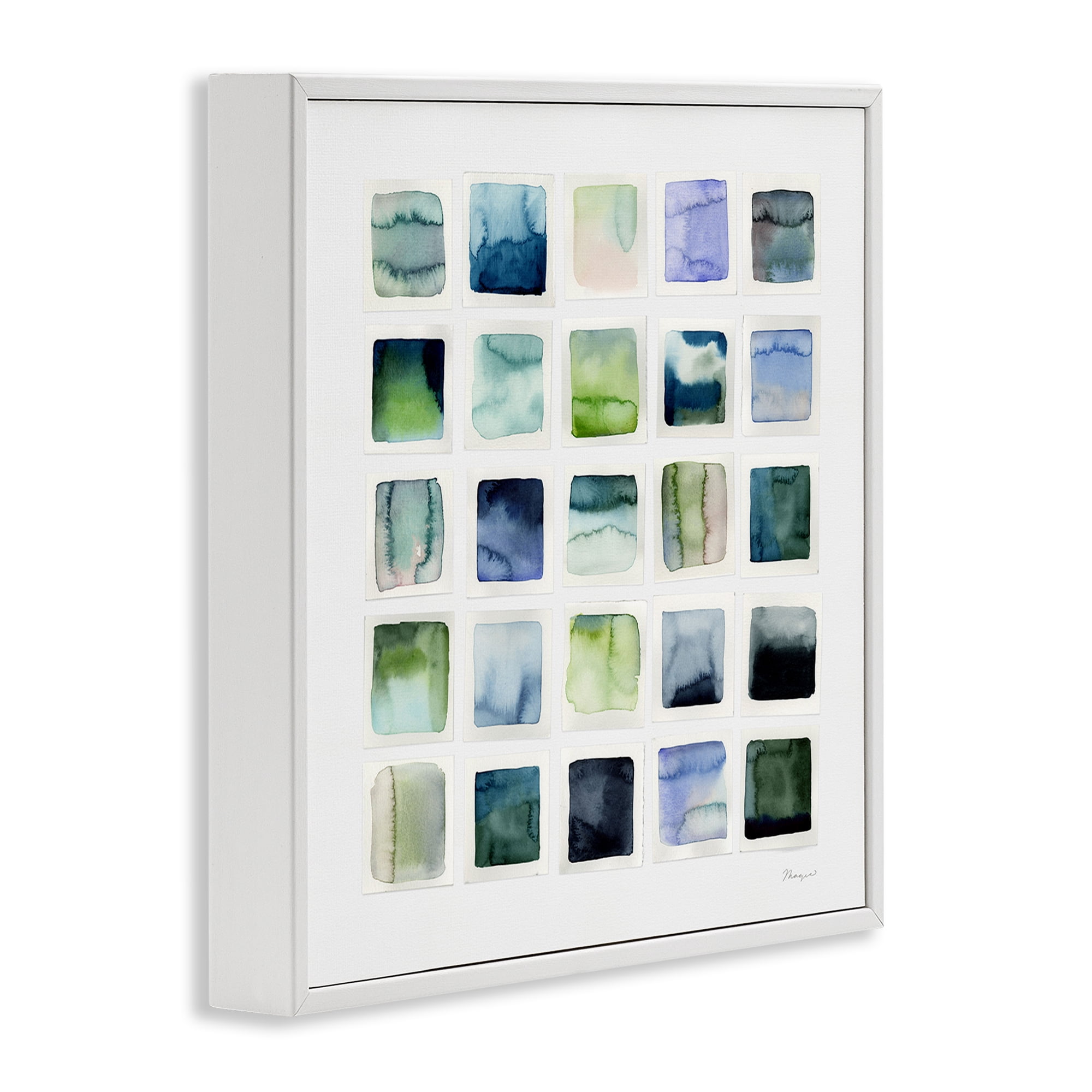 Stupell Industries Watercolor Patterned Squares Abstract Painting White Framed Art Print Wall Art, 12 x 12