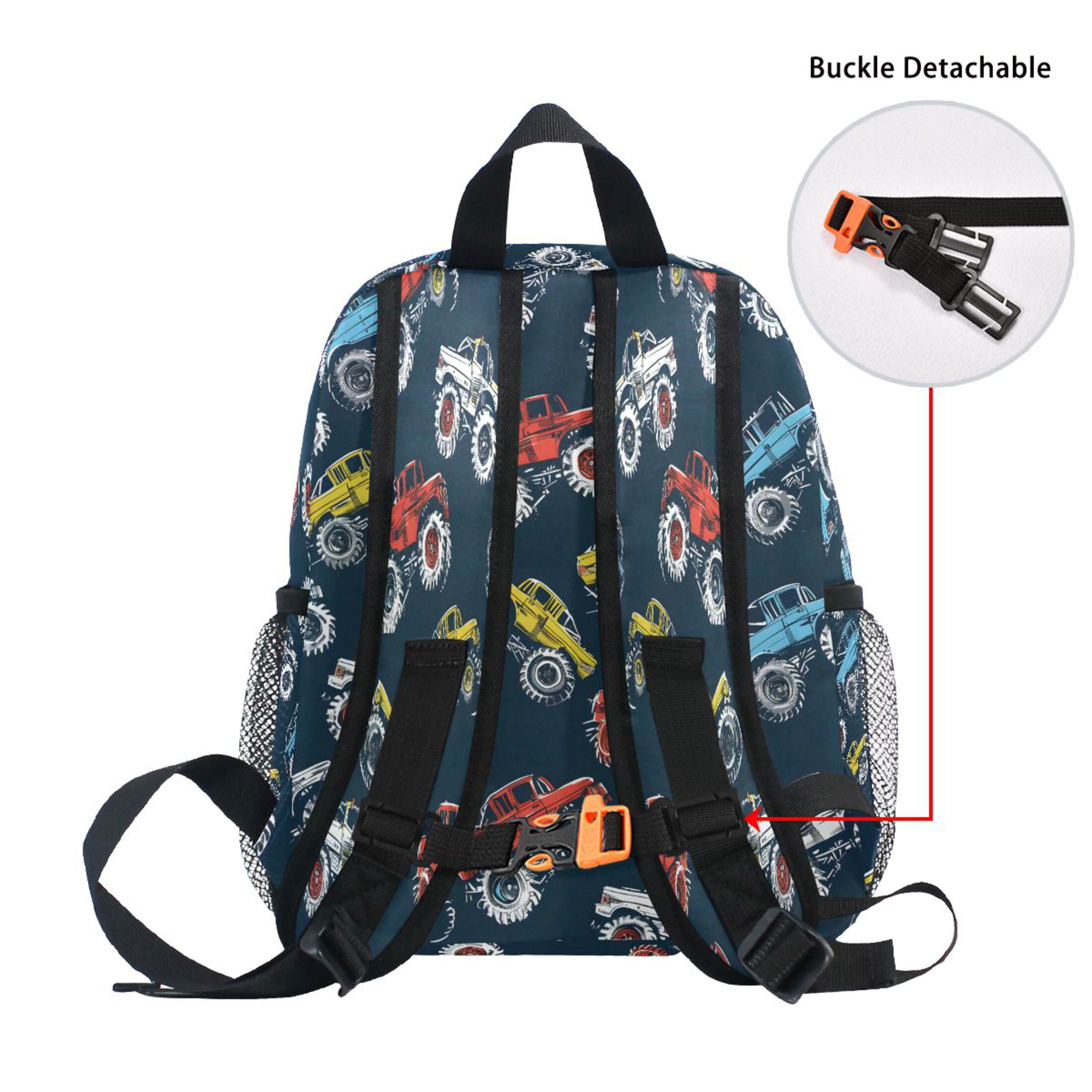 ALAZA Cartoon Monster Trucks Comic School Backpack Small Bookbag Mini Bags