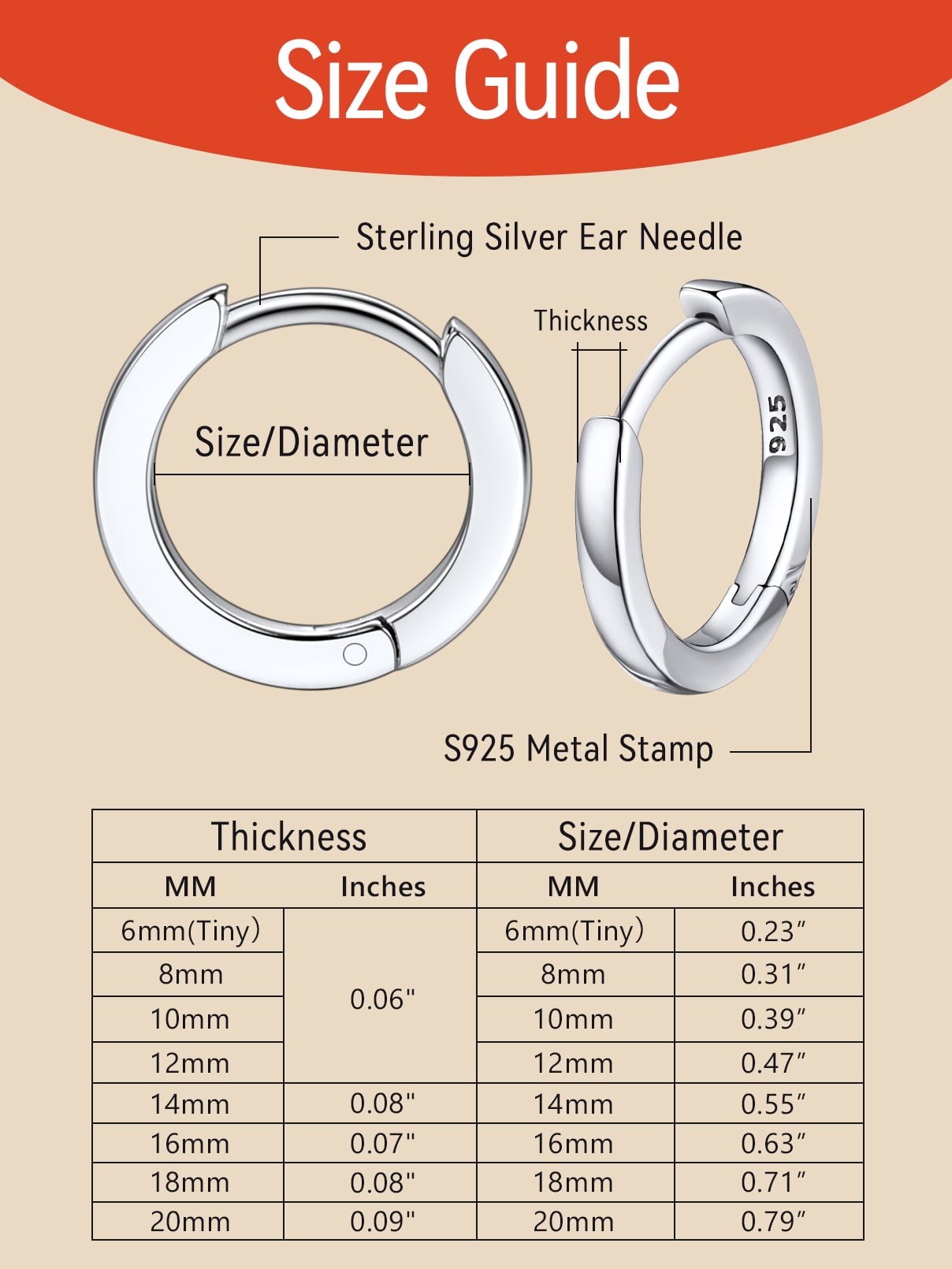 FaithHeart Sterling Silver Huggie Hoop Earrings for Women, Hypoallergenic Lightweight Small Cartilage Earrings Cuff Tragus Hoop Earrings for Mom Mothers Day Jewelry Gift 14mm