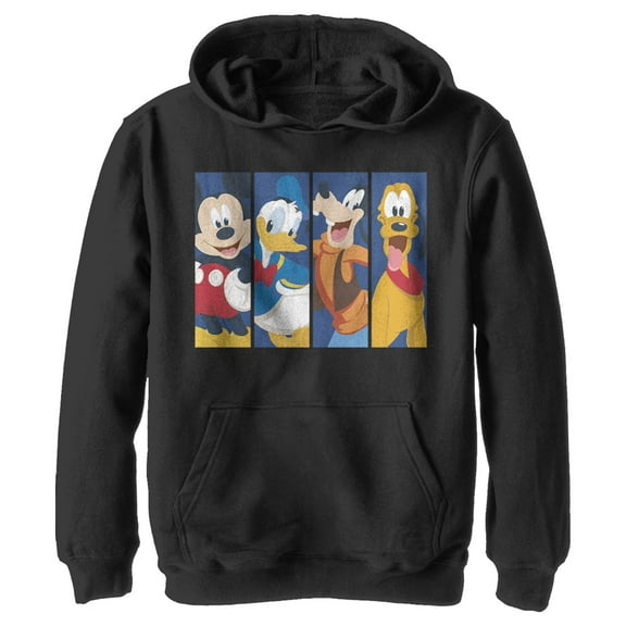 Boy's Mickey & Friends Mickey Mouse Best Friend Panels  Pull Over Hoodie Black X Large