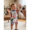 thumbnail image 6 of BemeyourBBs Newborn Baby Boy Girl My First Soccer Season Outfit Cute Infant Baby Football Outfit Summer Romper Clothes Short Sleeve Soccer Theme Contrast Color Jumpsuit Shorts, 6 of 9