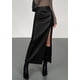 thumbnail image 3 of Falda PRETTYGARDEN 2025 de cuero sintético, tiro alto, maxi, negra, talla M, 3 of 5