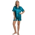 thumbnail image 3 of DAKIMOE Womens Silk Pajama Sets Satin Pajamas for Women Set Short Sleeve Shirt with Shorts 2 Piece Pjs Sets Soft Silky Sleepwear Nightwear Button-Down Loungewear S-XL, 3 of 9