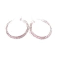 thumbnail image 2 of Rhinestone 2.25 inch Hoops Double Paved Crystals Silver Tone, 2 of 3