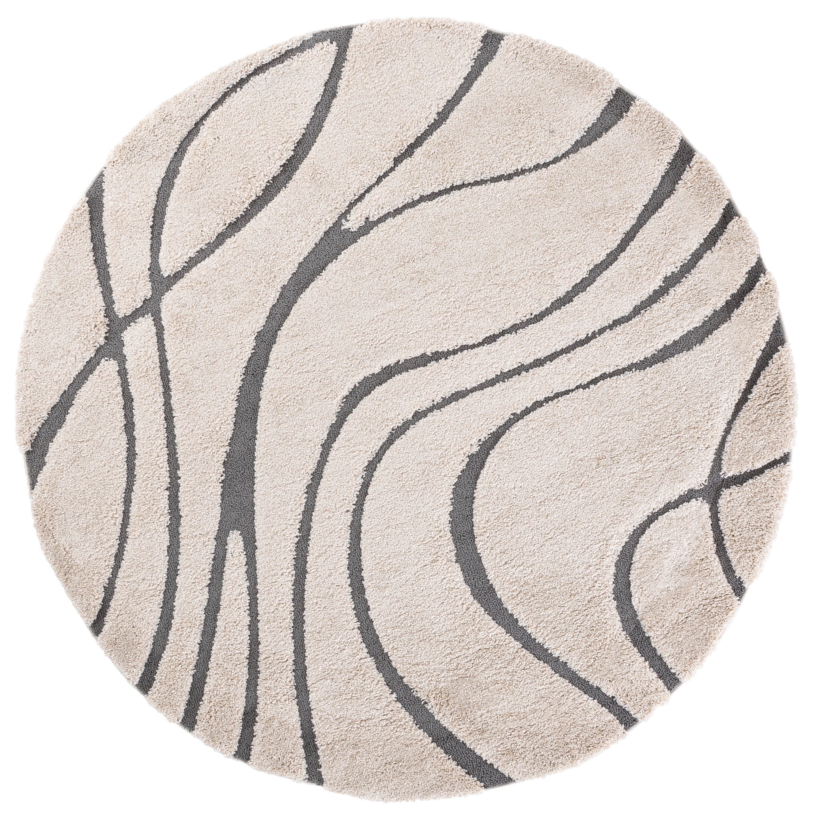 Safavieh Florida Tamzen Abstract Shag Area Rug, Cream/Gray, 3' x 3' Round