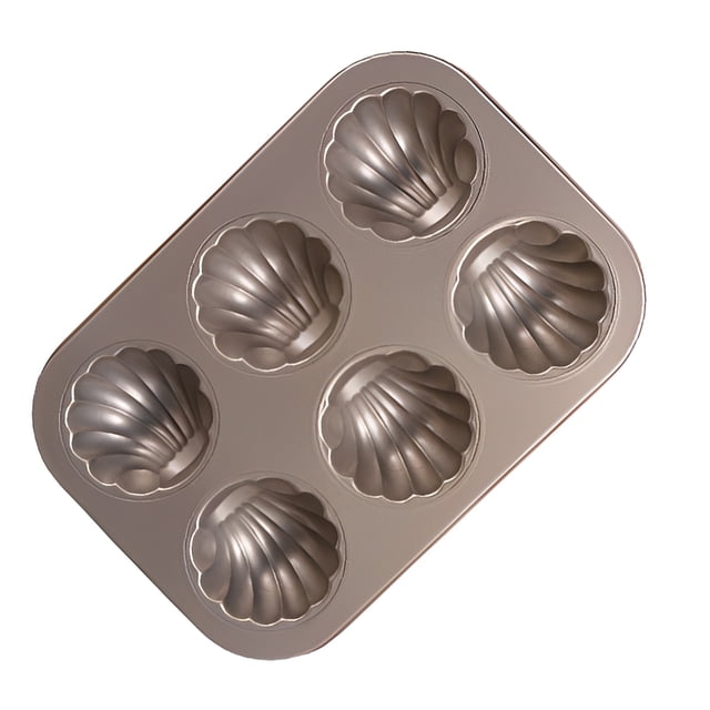 Molde antiadherente Inteprter con forma de concha para hornear pasteles 6 cavidades acero al carbono
