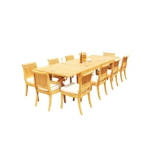 Grade-A Teak Dining Set: 10 Seater 11 Pc: 122" Caranas Rectangle Table And 10 Giva Chairs (2 Arm & 8 Armless Chairs) Outdoor WholesaleTeak #51GV2911