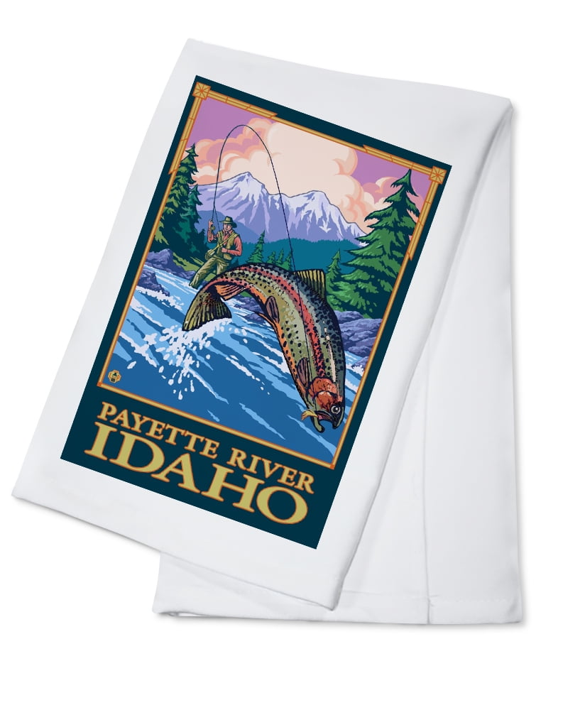 Decorative Tea Towel, Apron Payette River, Idaho, Fly Fishing Scene