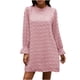 thumbnail image 4 of Vestido de bola de pelo de manga larga para primavera y otoño de princesa de color sólido para mujer Pompotops hdfakjf2883, 4 of 5