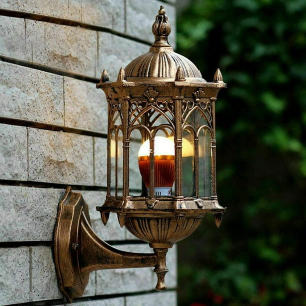 Outdoor Lamp Retro Exterior Wall Light Fixture Shade Lantern Sconce