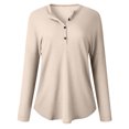 thumbnail image 4 of Eiyaclvo Waffle Knit Tops for Women Fashion Button Up V Neck Henley Shirts Basic Solid Long Sleeve Pullover Tops Fall Casual Tunic Tops, 4 of 5