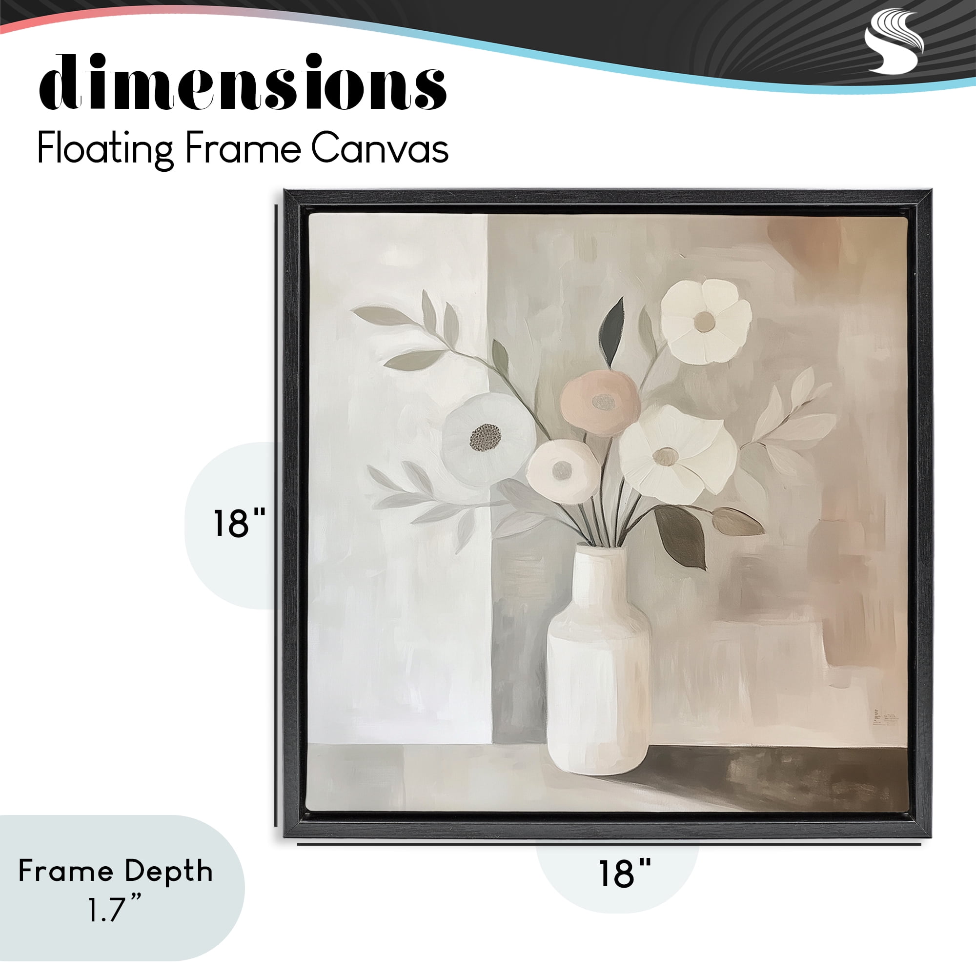 Stupell Industries Minimalist Muted Flower Vase Black Framed Floater Canvas Wall Art, design by Heidi Kuntz