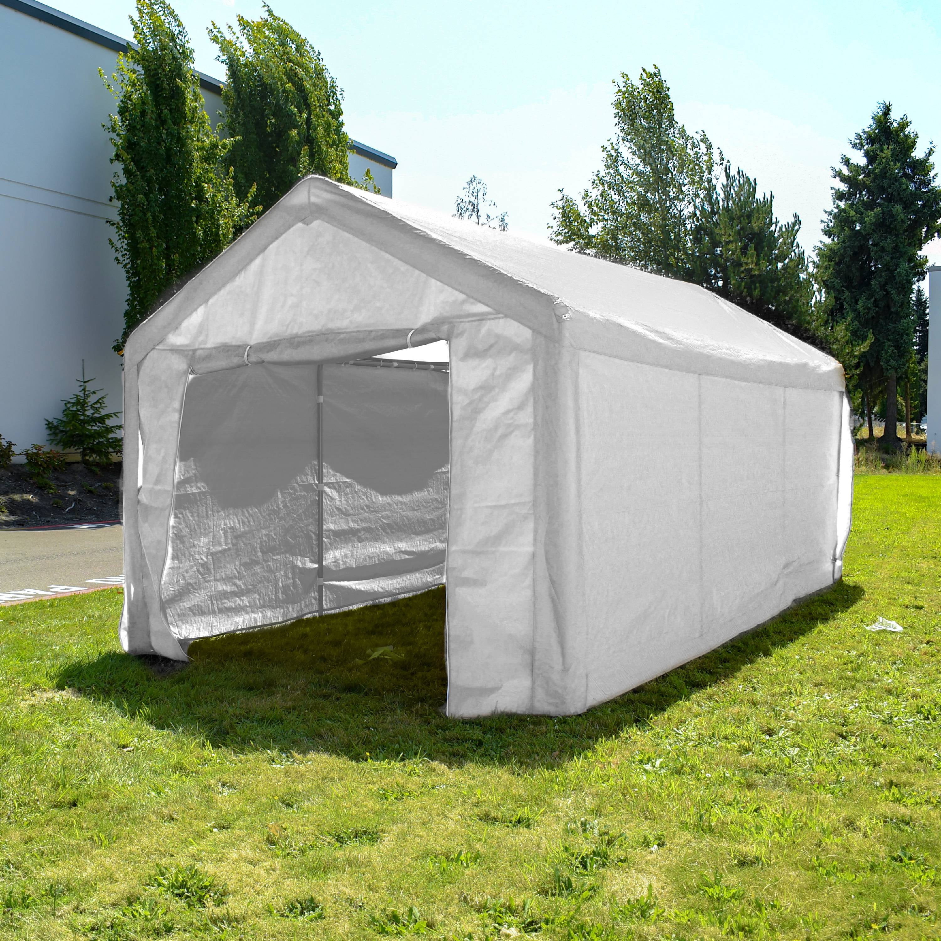 ALEKO 10 X 20 Heavy Duty Steel Frame Carport Polyethylene Party Tent in White 
