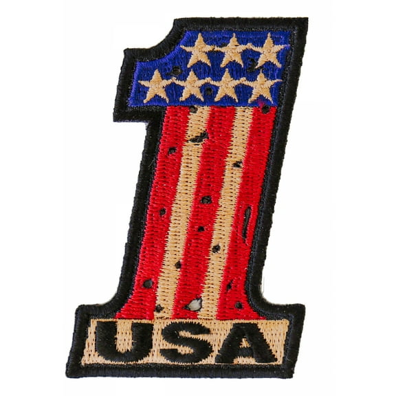 Number 1 USA Vintage Flag and Stars Patch