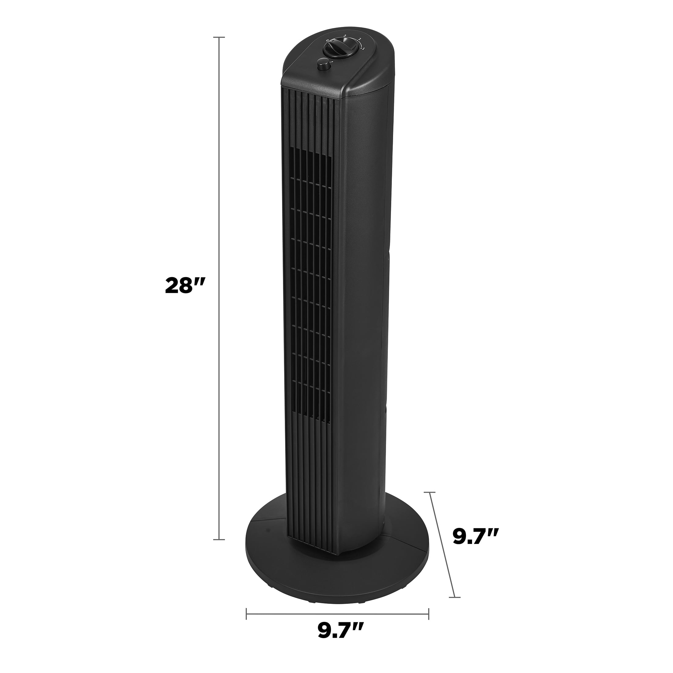 Mainstays 28-Inch Tower Fan with 3-Speed Settings and Oscillation, Black, MSWMT24MBV