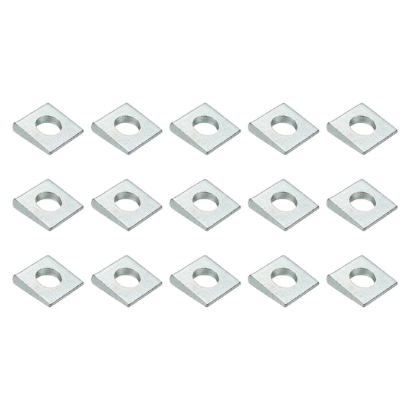 15pcs Beveled Square Washers, M12x28mm Square Beveled Washers Bearing Strut Plate Flat Pad Spacer Carbon Steel for 12mm Bolts Wedge Shim Leveling Fastener Nut Bolt Gasket, Silver