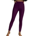 thumbnail image 4 of Fiaer Womens Leggings Plus Size Comfort Yoga Pants Slim Fit Solid Color Stretch Trendy Casual Tight Trousers Light Purple M, 4 of 6