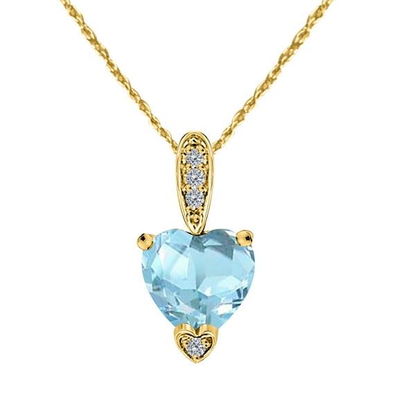 Mauli Jewels Engagement Necklace for Women 1.18 Carat Yellow Gold Heart Shape Gemstone And Diamond Pendant 4 prongs 10K With 18'' Chain|Silver Chain