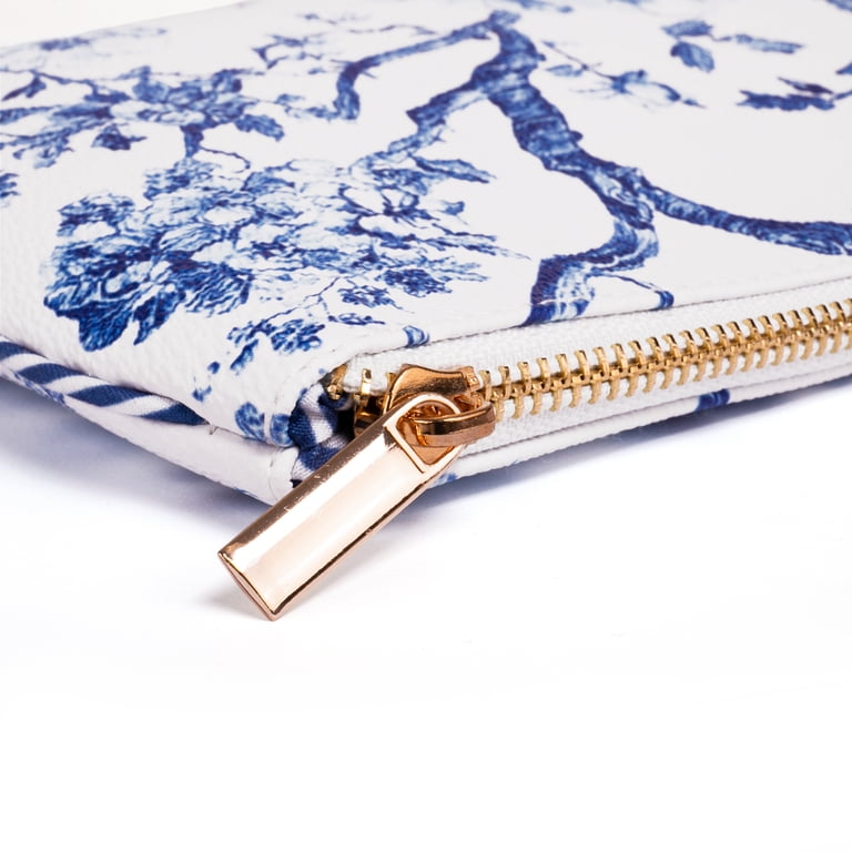 Hi Peach Layne, Mother's Day Gift, Blue Toile Large Zipper Pouch