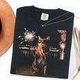 thumbnail image 2 of VibeNest Studio Unisex Funny Patriotic Cat Sparkler 4th of July Fireworks Garment Dyed Graphic T-Shirt, 2 of 7