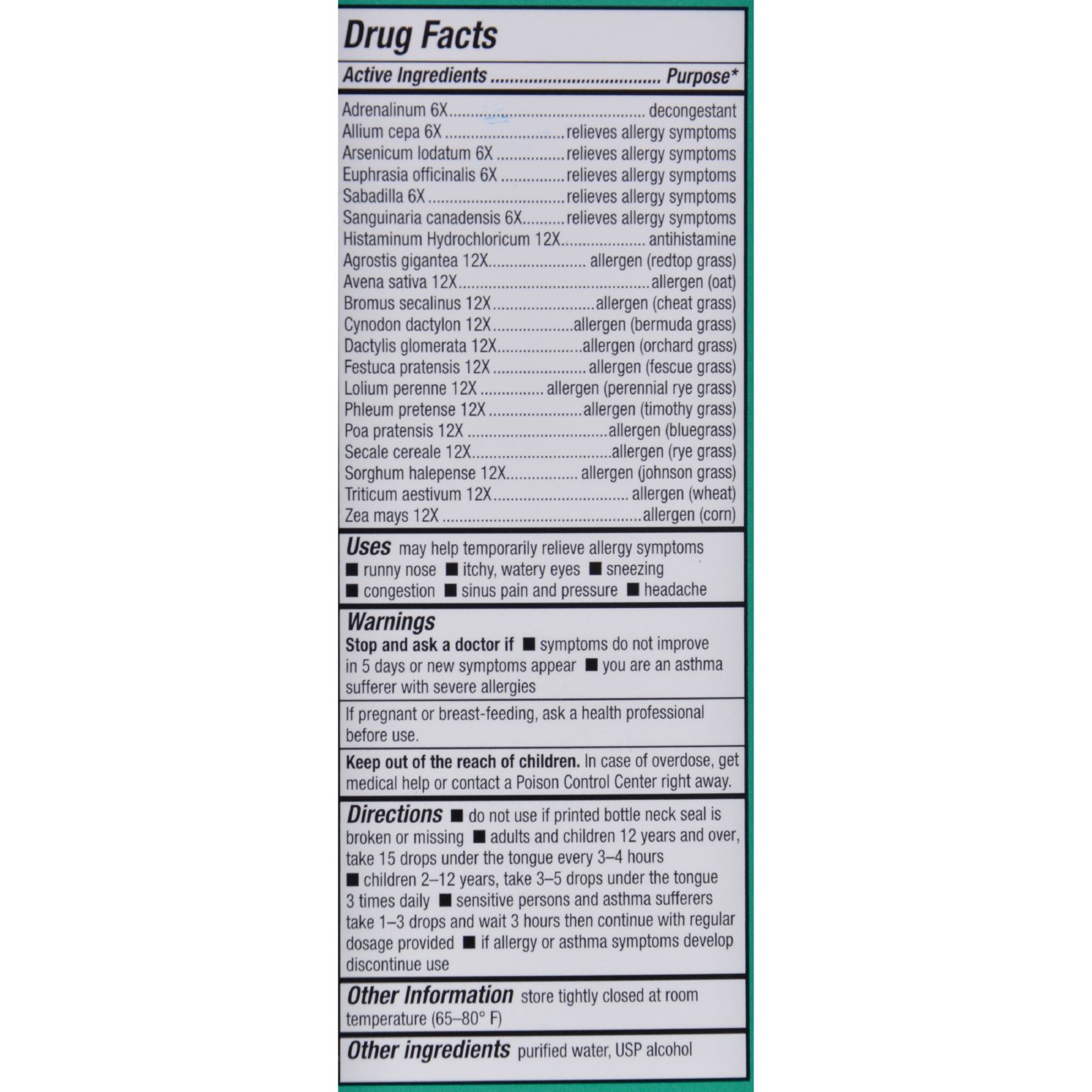 bioAllers Allergy Relief, Liquid, Grass Pollen, 1 Oz