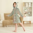 thumbnail image 2 of FORMRS Kids Bathrobe Unisex Hooded Robe Toddler Pajamas Sleepwear, Size 10-12T, Red Green Tartan Pattern, 2 of 7