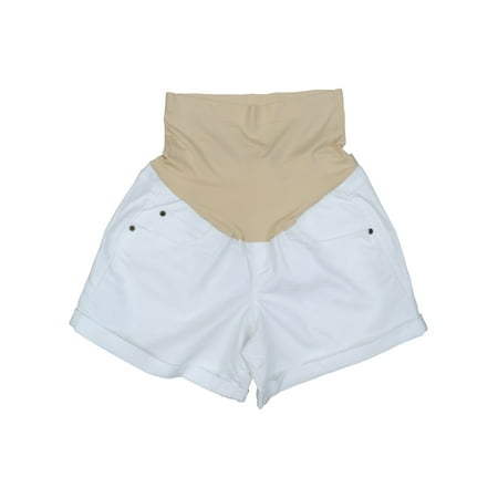 

A Glow Womens Maternity Cuffed White Boyfriend Jean Shorts with Pockets Size 4