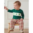 thumbnail image 2 of Toddler Baby Girl Christmas Outfit Santa Claus Embroidery Crewneck Long Sleeve Pullover Sweatshirt and Plaid Pants 2Pcs Fall Winter Clothes Set, 2 of 8