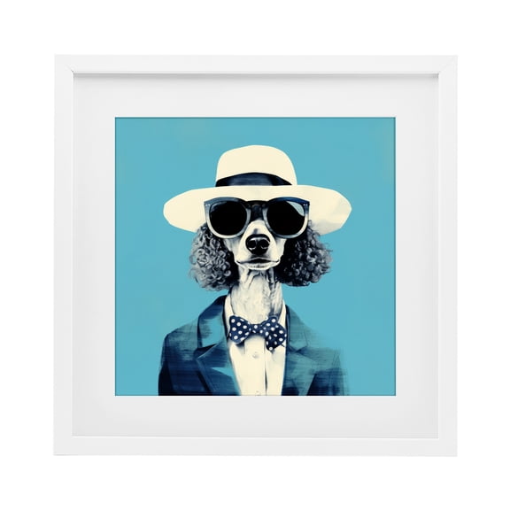 Stupell Industries Canine Cool Retro Outfit White Framed Print Under Glass, design by Ray Powers