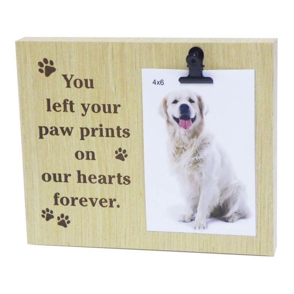 Dog Pawprints - 'You Left Your Paw Prints On Our Hearts Forever' 4 x 6" Photo Can Be Clipped Photo Board