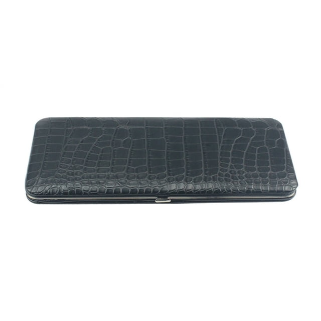 Chicastic Faux Snakeskin Leather Flat Hard Case Clutch Wallet Black Big