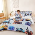 thumbnail image 3 of Castle Fairy Whimsical Train Art Bedding Comforter Set 7 Pieces for Toddlers, Playful Engine Pattern Full Bedding Set for Bedroom, Light Blue, 3 of 7