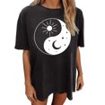 thumbnail image 3 of SMihono Hauts pour Femmes Été Décontracté Vintage Col Rond Imprimé Motif Manches Courtes Blouse T-shirt Oversize pour Femmes 2023, 3 of 5