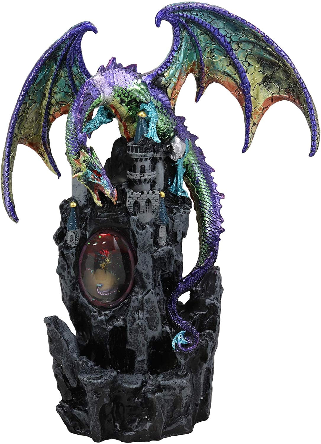 18.5"H Ruth Thompson Dragon with LED Light on Fiery Crystal Mountain Figurine 