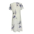 thumbnail image 4 of Robes d'Été pour Femmes Décontractées Amples à Imprimé Papillon Longues Robes Maxi Col en V Manches Courtes Boutonnées avec Poche Robe de Plage Tunique T-Shirt Robe Midi, 4 of 5