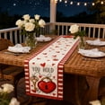 thumbnail image 6 of Linnome Valentine's Day Heart Table Runner Red Rose Printed Dining Room Home Decor Festive Ambience Accent, 6 of 6