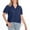 Blue, variant on YHAJDS Short Sleeve Shirt for Women Solid Color Chiffon V Neck Loose Plus Size Spring Blouse