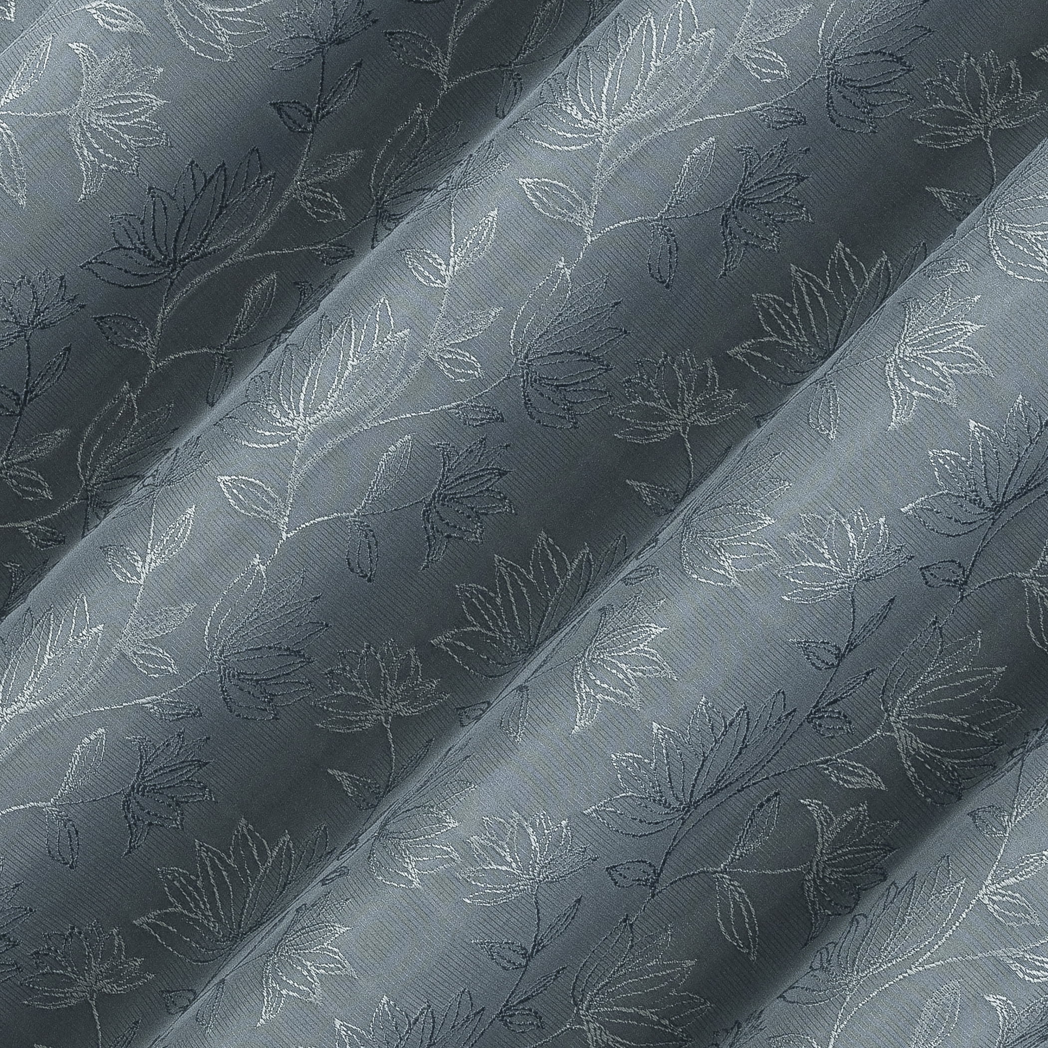 Sun Zero Bronte Floral Jacquard 100% Blackout Rod Pocket Curtain Panel, 50"W X 84"L, Denim Blue