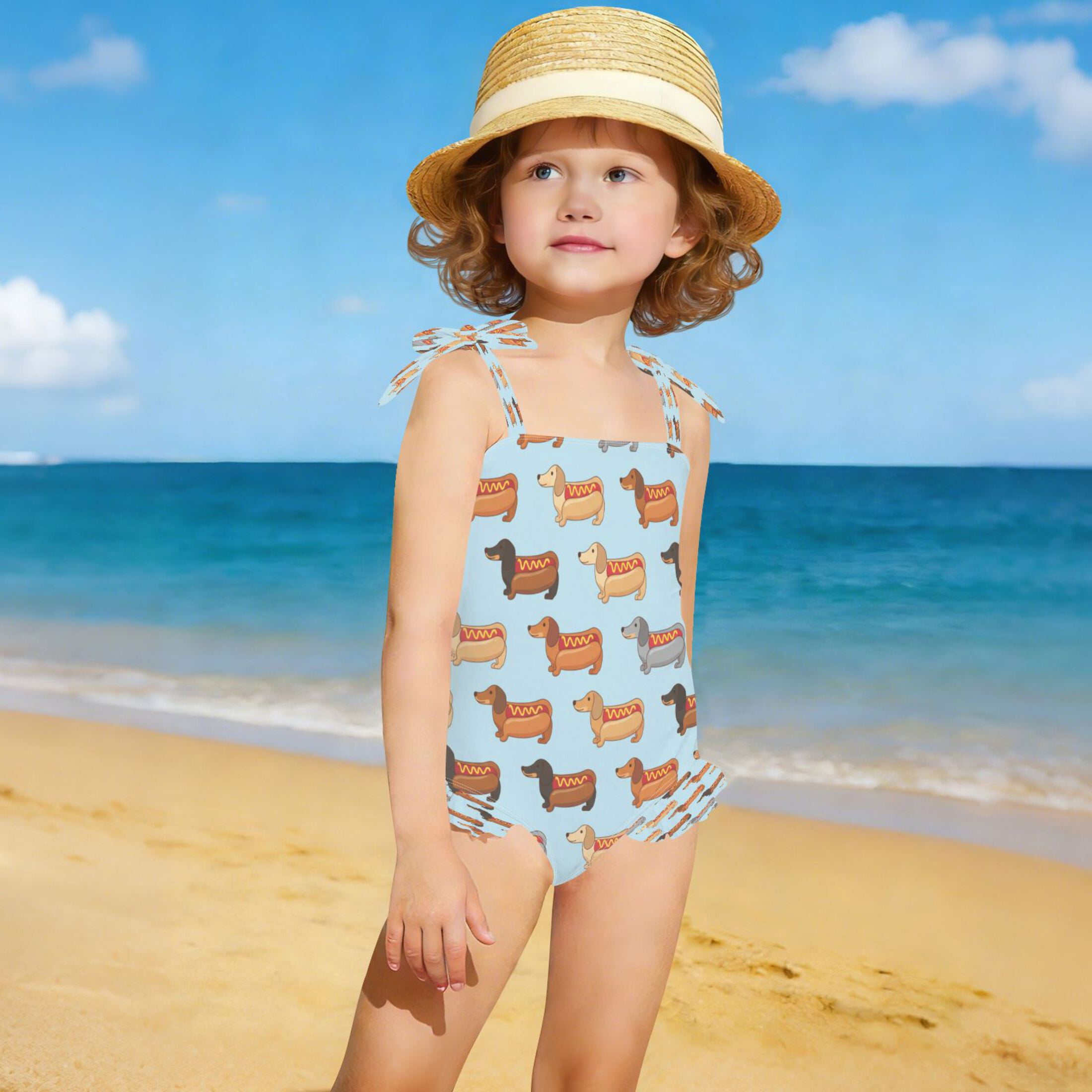 DIXRUYEE Swimsuit One Piece swimwear Dachshund Sausage Dog of Pattern