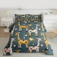 thumbnail image 2 of jejeloiu Cute Cartoon Giraffe Full Size Comforter Sets,Cute Flowers Print Bedding Comforter Set,Pink Loves Heart Bedding Sets For Teens,Luxury Bedroom Decor Reversible,3pcs, 2 of 8