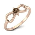 thumbnail image 2 of Infinity Knot 3MM Round Smoky Quartz 925 Sterling Silver Rose Vermeil Bow Tie Mother's Day Gift Ring, 2 of 3